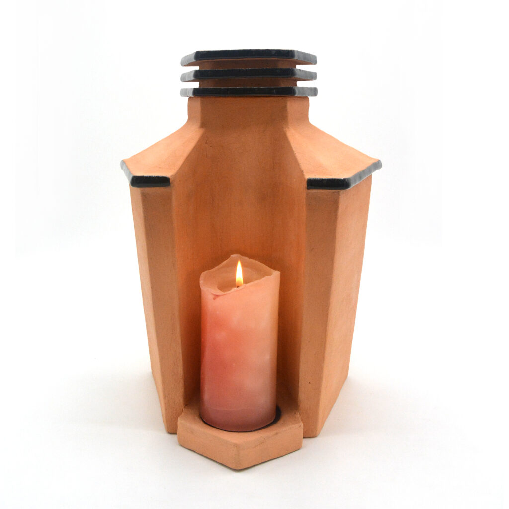 Candle Memorial Cremation Urn Art Ceramic Front View