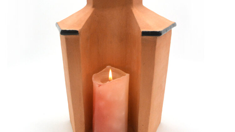 Candle Memorial Cremation Urn Art Ceramic Front View