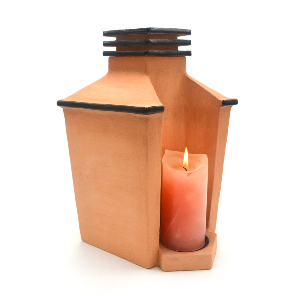 Candle Memorial Cremation Urn Art Ceramic Side View